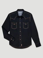 Men's Wrangler Retro® Long Sleeve Western Snap Solid Dobby Shirt