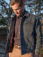 Wrangler Rugged Wear® Flannel Lined Denim Jacket Antique Navy