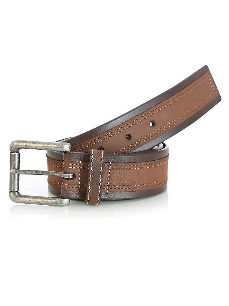 Mens Rugged Wear Suede Overlay Belt:Brown:32