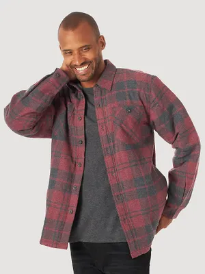Men's Wrangler® Authentics Sherpa Lined Flannel Shirt Zinfindel Heather