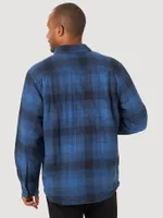 Men's Wrangler® Authentics Sherpa Lined Flannel Shirt Blue