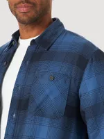 Men's Wrangler® Authentics Sherpa Lined Flannel Shirt Blue