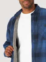 Men's Wrangler® Authentics Sherpa Lined Flannel Shirt Blue