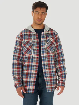 Men's Wrangler Full Zip Sherpa Lined Flannel Shirt Jacket