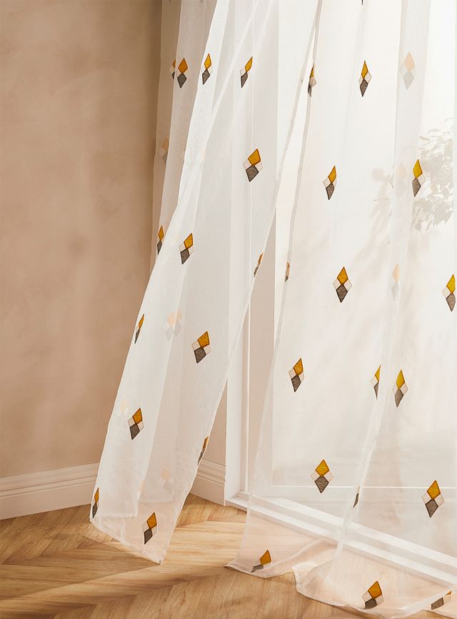 Simons Maison - Tricolour diamond sheer curtain Single panel 137 x 218 cm