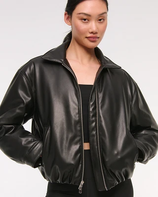 YPB Bubble Hem Vegan Leather Jacket