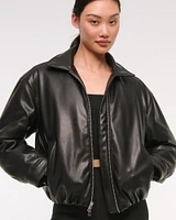 YPB Bubble Hem Vegan Leather Jacket