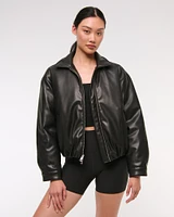 YPB Bubble Hem Vegan Leather Jacket