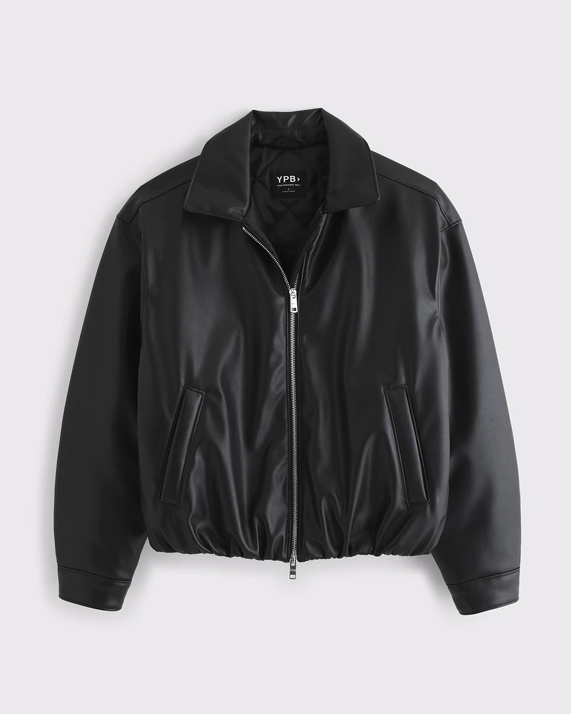 YPB Bubble Hem Vegan Leather Jacket