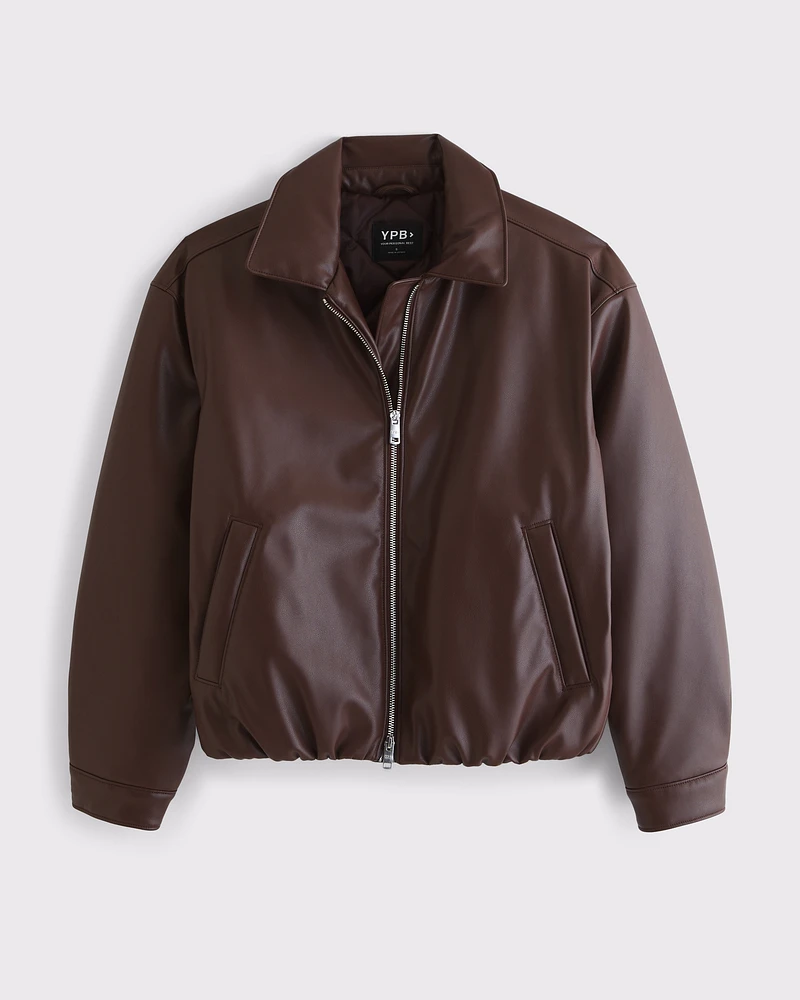 YPB Bubble Hem Vegan Leather Jacket