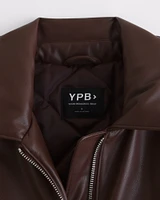 YPB Bubble Hem Vegan Leather Jacket