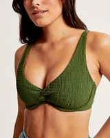 Curve Love Wide Strap Twist Continuous Underwire Bikini Top