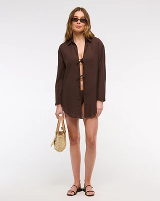Tie-Front Shirt Dress Coverup