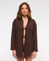Tie-Front Shirt Dress Coverup