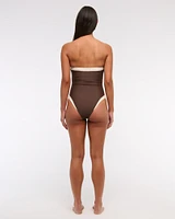 Straight Neck One-Piece Swimsuit