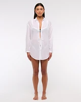 Tie-Front Shirt Dress Coverup