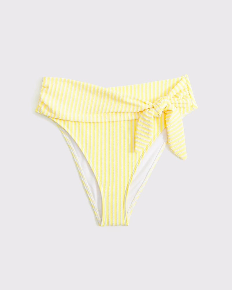 Tie-Front High-Waist Moderate Bottom