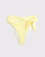 Tie-Front High-Waist Moderate Bottom