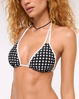 Contrast Tie-Front Triangle Bikini Top
