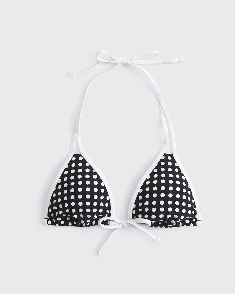 Contrast Tie-Front Triangle Bikini Top
