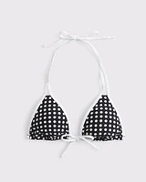 Contrast Tie-Front Triangle Bikini Top