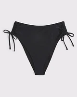 Cinched-Side High Waist Cheeky Bikini Bottom