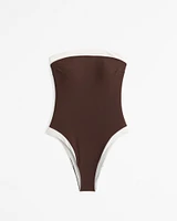 Straight Neck One-Piece Swimsuit