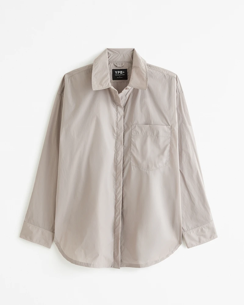 YPB Crinkle Nylon Button-Up Shirt