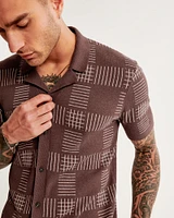 Pattern Button-Through Sweater Polo