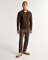 Pattern Long-Sleeve 3-Button Sweater Polo