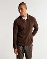 Pattern Long-Sleeve 3-Button Sweater Polo