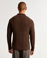 Pattern Long-Sleeve 3-Button Sweater Polo