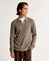 Long-Sleeve Johnny Collar Sweater Polo