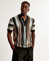 Jacquard Stripe 3-Button Sweater Polo