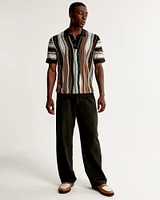 Jacquard Stripe 3-Button Sweater Polo