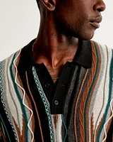 Jacquard Stripe 3-Button Sweater Polo