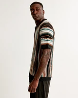 Jacquard Stripe 3-Button Sweater Polo