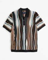 Jacquard Stripe 3-Button Sweater Polo