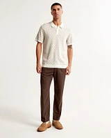 Geometric 3-Button Sweater Polo