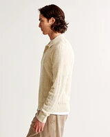 Long-Sleeve 3-Button Sweater Polo