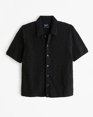 Crochet-Style Button-Through Sweater Polo