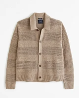 Cropped Crochet-Style Shirt Jacket