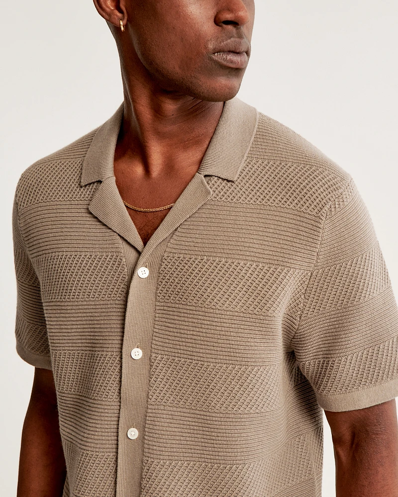 Stitch Button-Through Sweater Polo