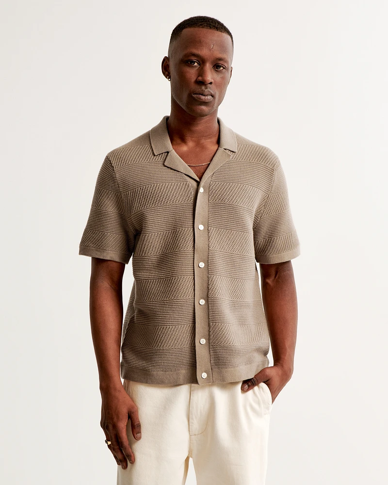 Stitch Button-Through Sweater Polo