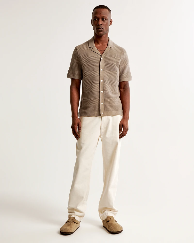 Stitch Button-Through Sweater Polo