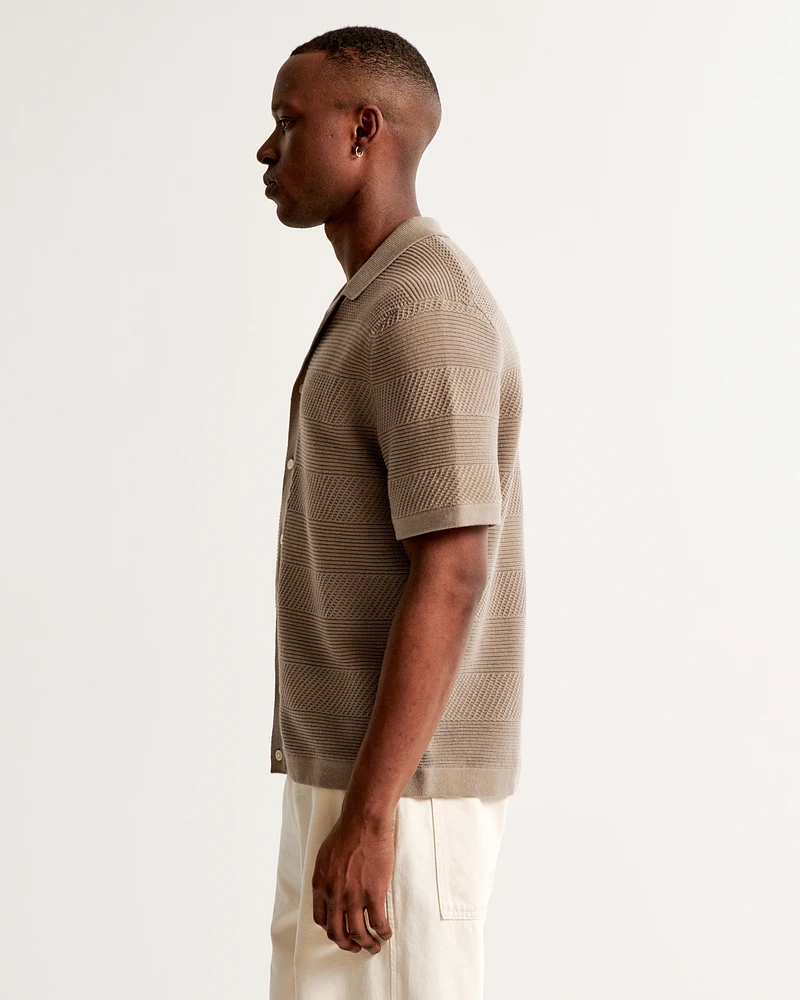 Stitch Button-Through Sweater Polo