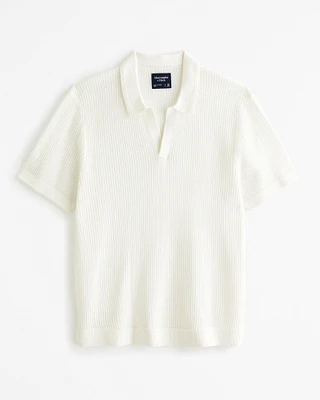 Open Stitch Johnny Collar Sweater Polo