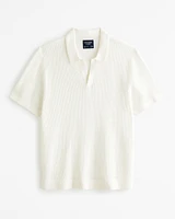 Open Stitch Johnny Collar Sweater Polo