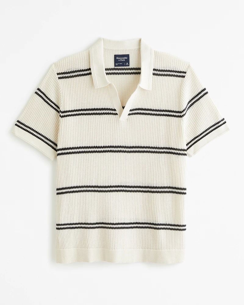 Open Stitch Johnny Collar Sweater Polo