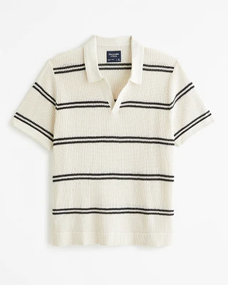 Open Stitch Johnny Collar Sweater Polo